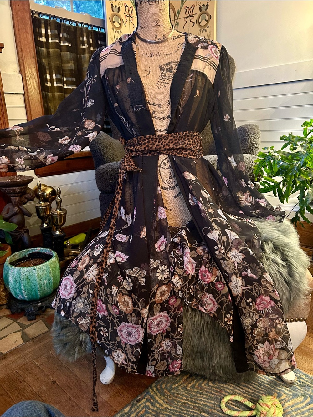 Handmade Whimsigoth Sheer Floral Maxi Dress Duster - Picture 13 of 16